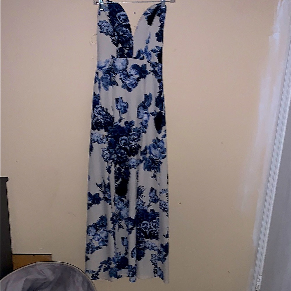 Coveted Clothing Blue and White Sweetheart Sundress